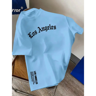 Camiseta Masculina Casual de Algodão com Estampa de Los Angeles Camisa em Oferta na Shopee