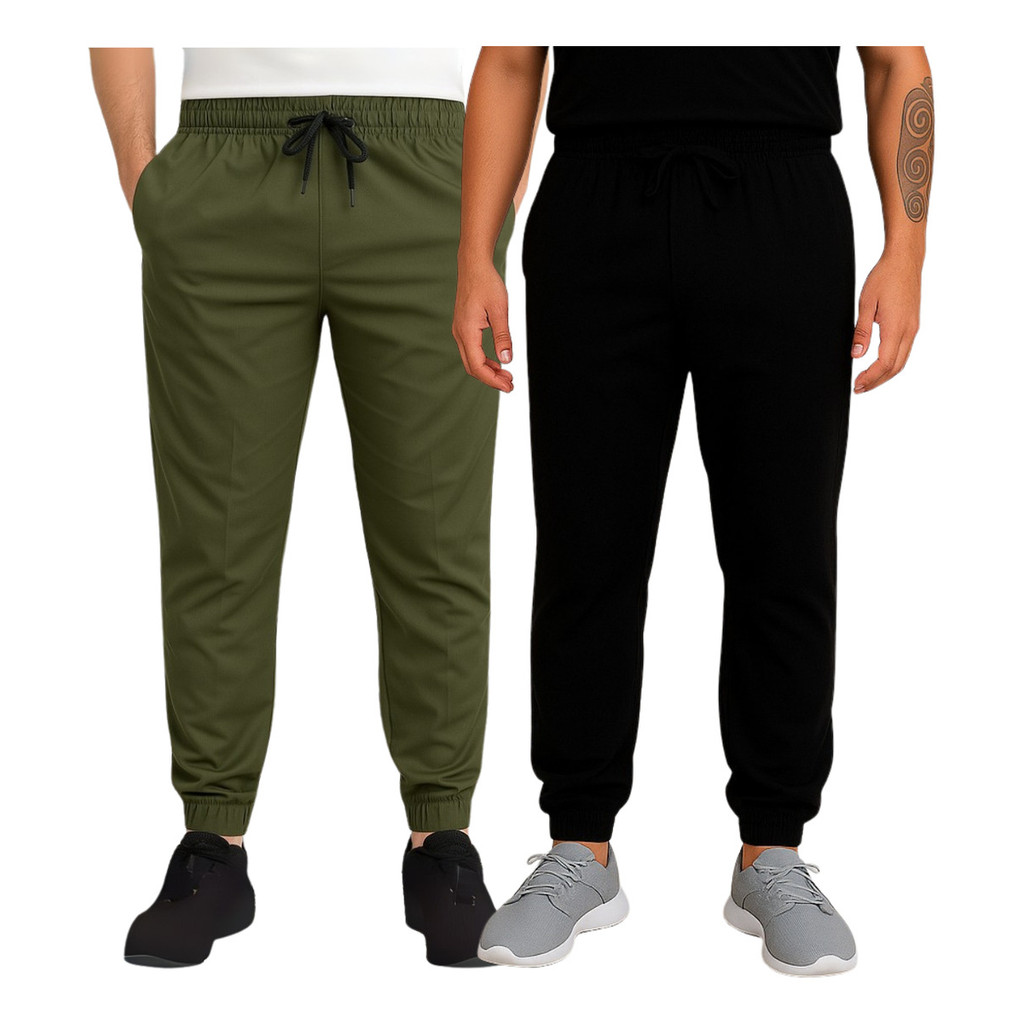 Kit 2 Calças Masculinas Tactel Poliéster Elastano Inverno Academia