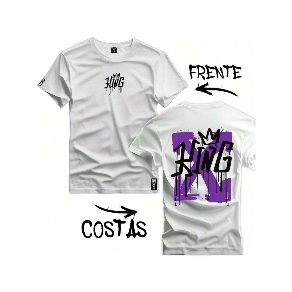 Camiseta camisa estampada streetwear 100 algodão king
