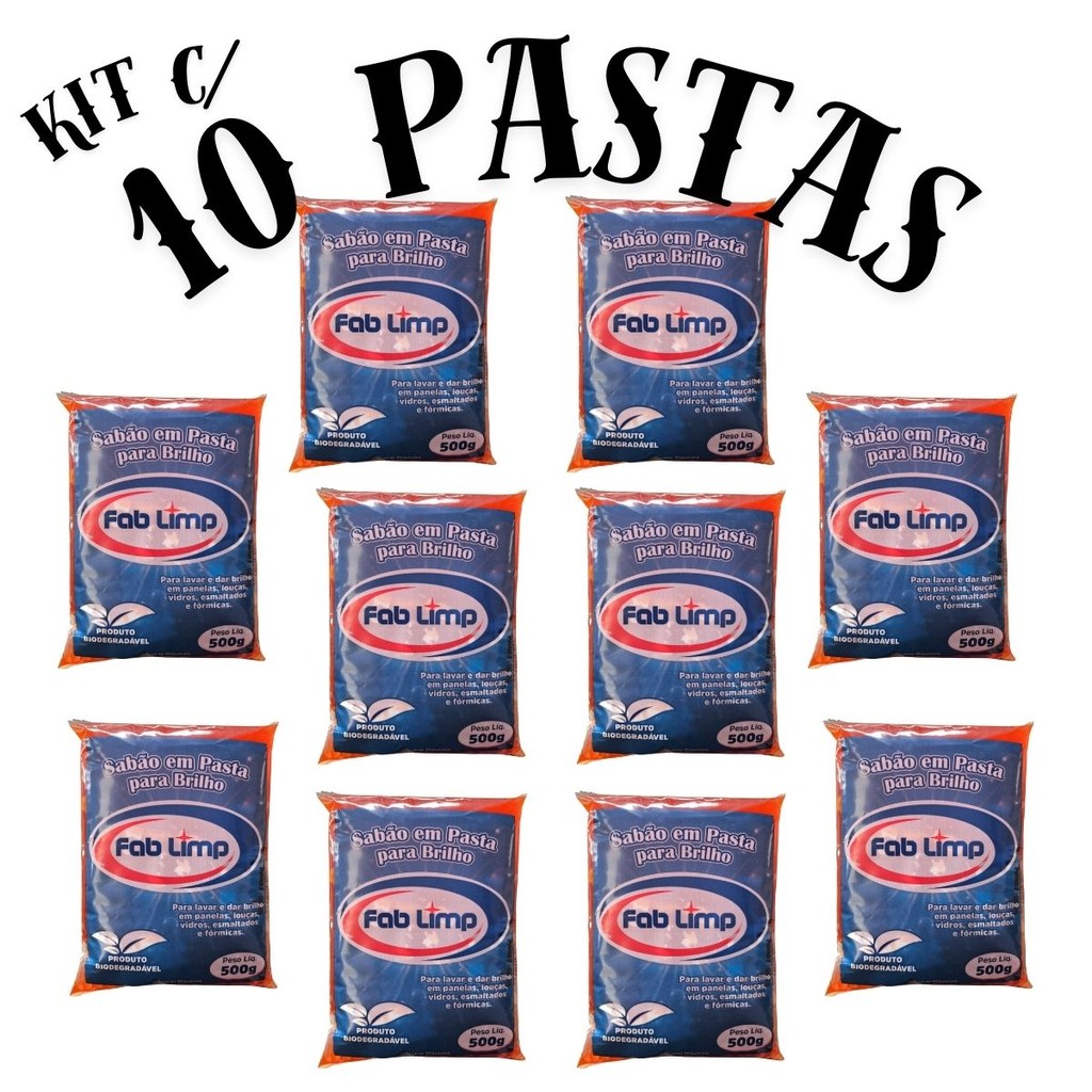 PASTA DE BRILHO FAB LIMP 500G KIT C/10 PASTAS