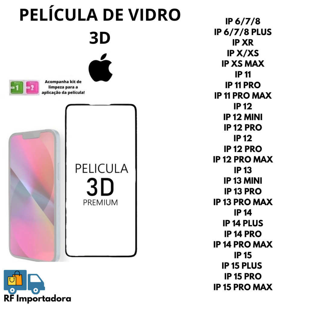 Película De Vidro 3D Temperado Para Iphone 7/8G 7/8 PLUS XS XR XS MAX 11 12 13 14 15 16 PRO MAX em Oferta na Shopee