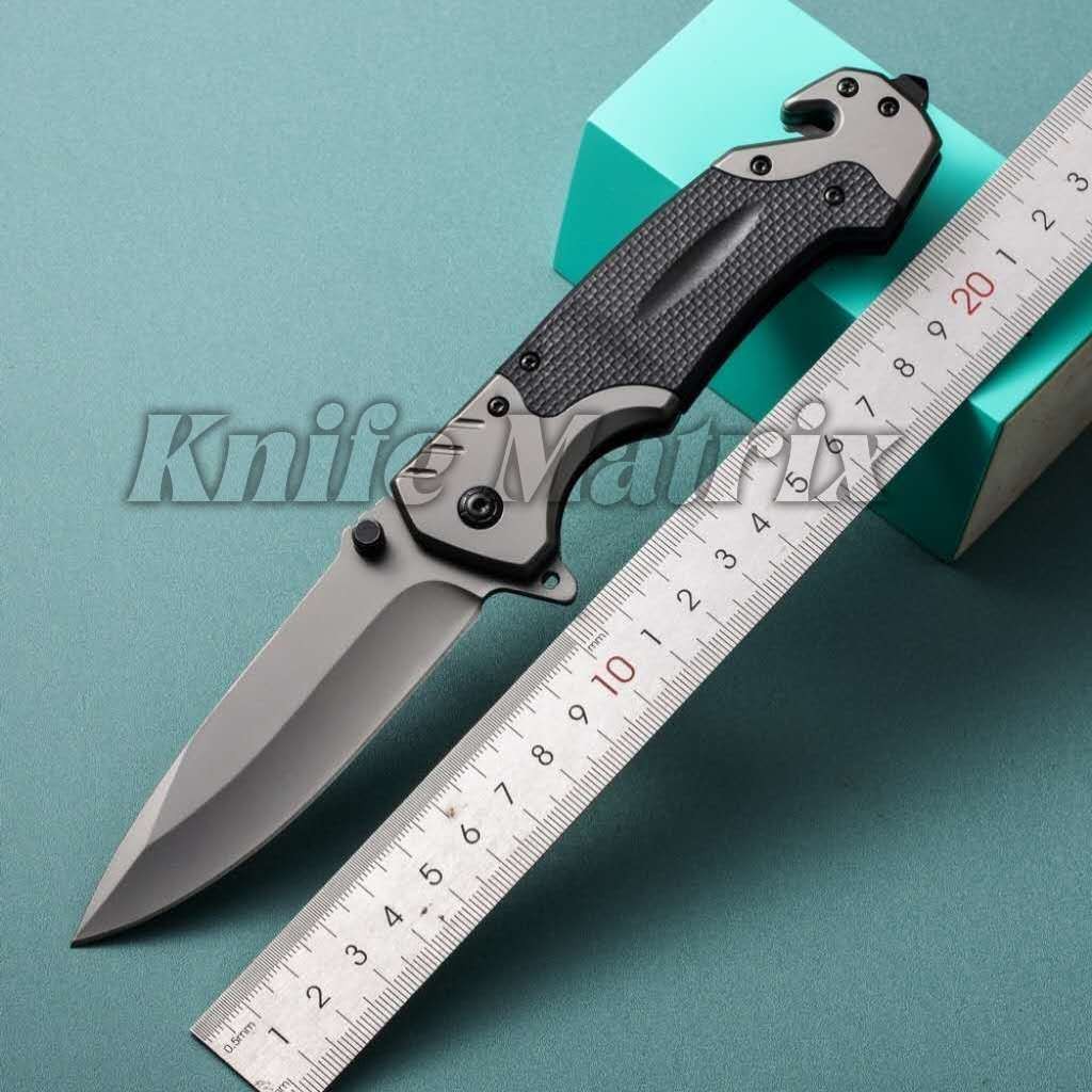 Canivete Cinza Titanium Semi-automatico De Bolso Clip Com Trava Pesca FA20 KNIFE MATRIX