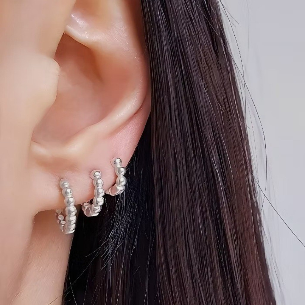 Kit 3 pares elegantes brincos de contas, banhados a prata 925 ou ouro 18k em Oferta na Shopee