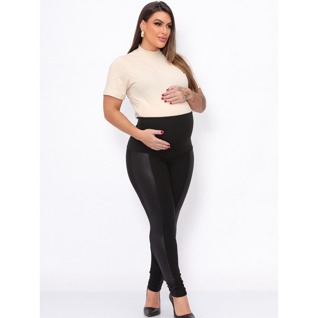 Grávida Legging Maternidade Montaria Cirrê Calça Gestante Cós Alto Calça Sustenta Barriga