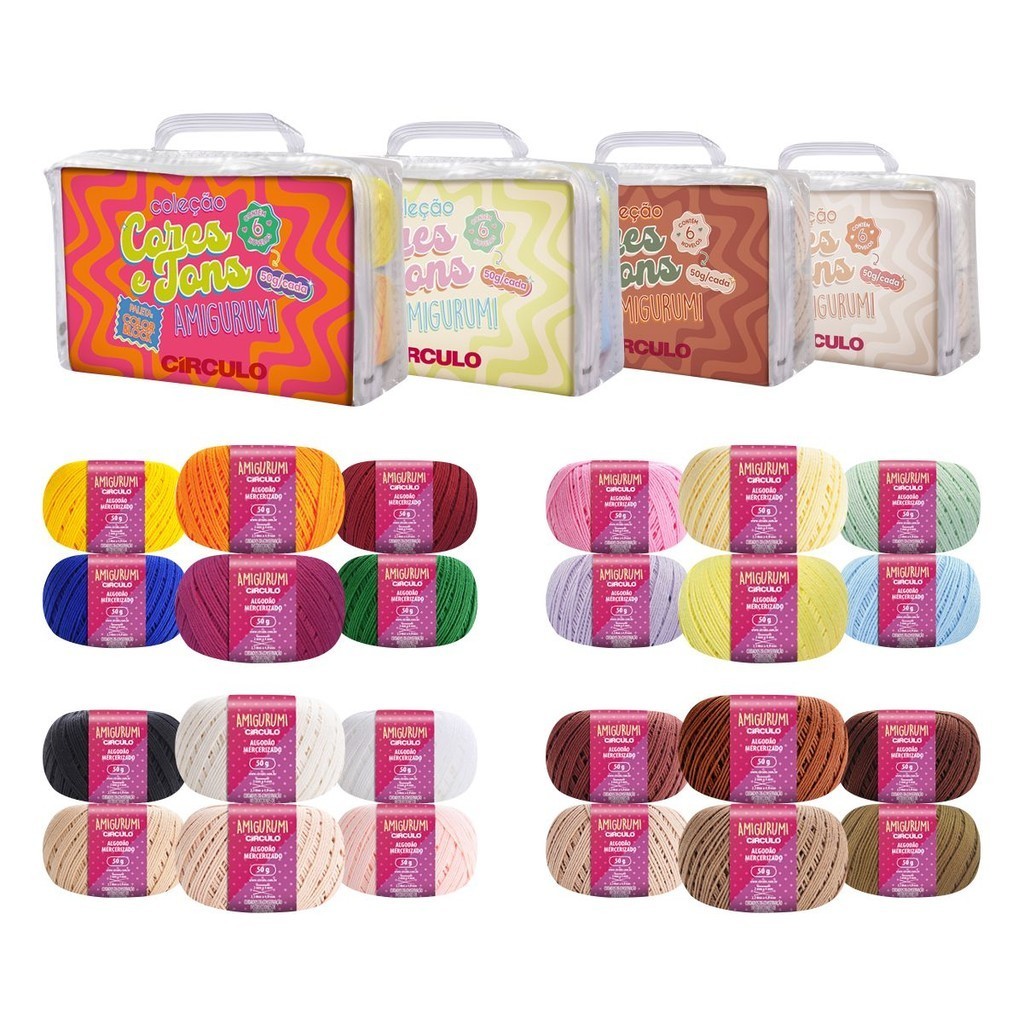 Kit Amigurumi Coleção Cores E Tons 6 Unidades 50gr Círculo em Oferta na Shopee