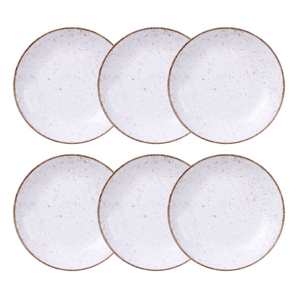 Jogo de Pratos Fundo 6 Peças Rústico 22 cm Porcelana Decorada Tramontina em Oferta na Shopee