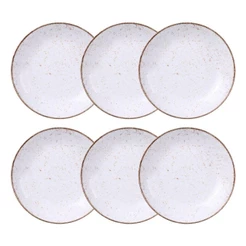 Jogo de Pratos Fundo 6 Peças Rústico 22 cm Porcelana Decorada Tramontina