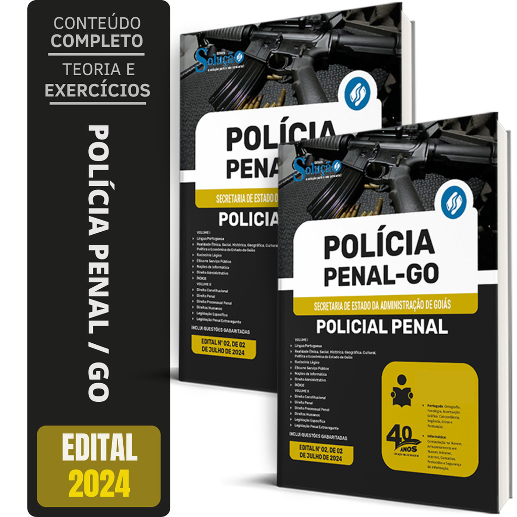 Apostila Polícia Penal GO 2024 - Policial Penal de Goiás - PP GO