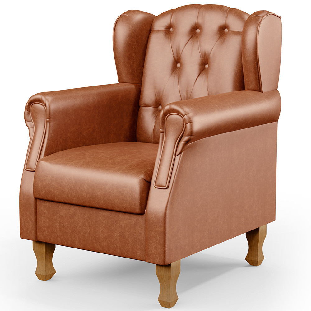 Poltrona Decorativa Para Sala De Estar Yara P02 Couríssimo Camel - Lyam Decor - Home & Living