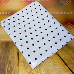 10~50 TOALHAS P/ MESA FESTA POA BRANCO/PRETO BOPP PEROLA 78X78 INOVE (CHOCO)