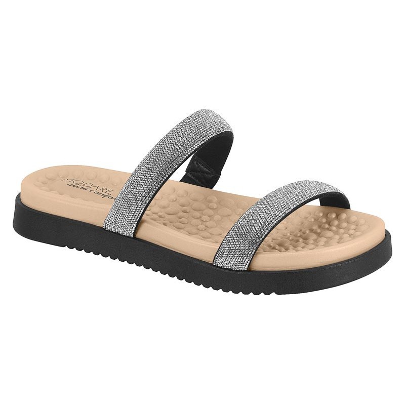 Chinelo Slide Modare Papete Feminina ultraconforto, anatômico, com brilho, leve e antiderrapante massageadora dia a dia