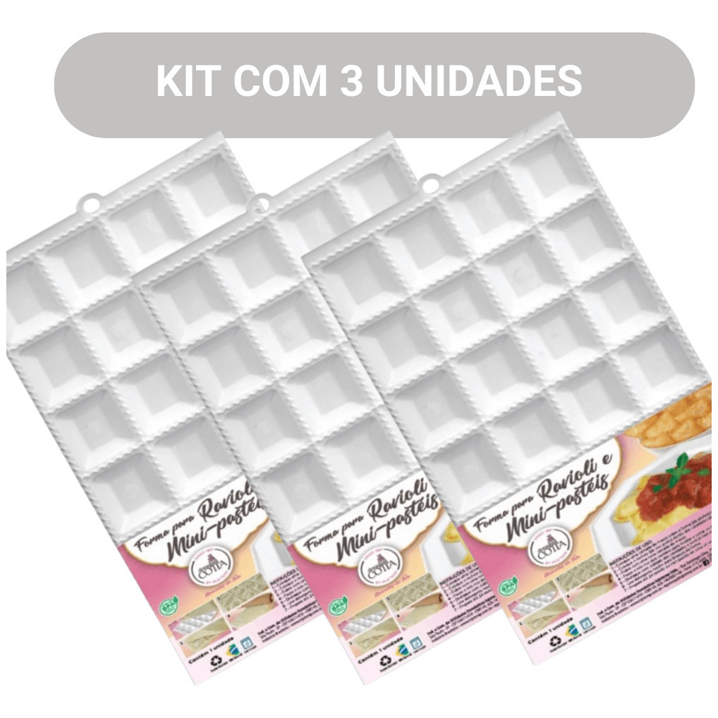 Kit Com 1 ou 3 Formas Mini Pastel e Ravioli 24 Cavidades - Mais Facilidade Para Você