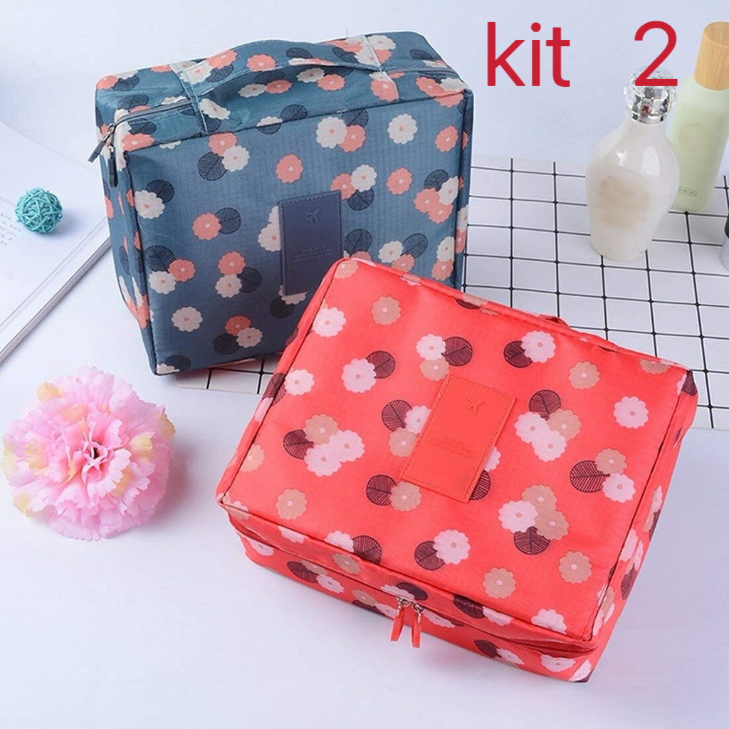 Kit 2 Bolsa cosmética portátil multifuncional à prova d'água para viagem em Oferta na Shopee