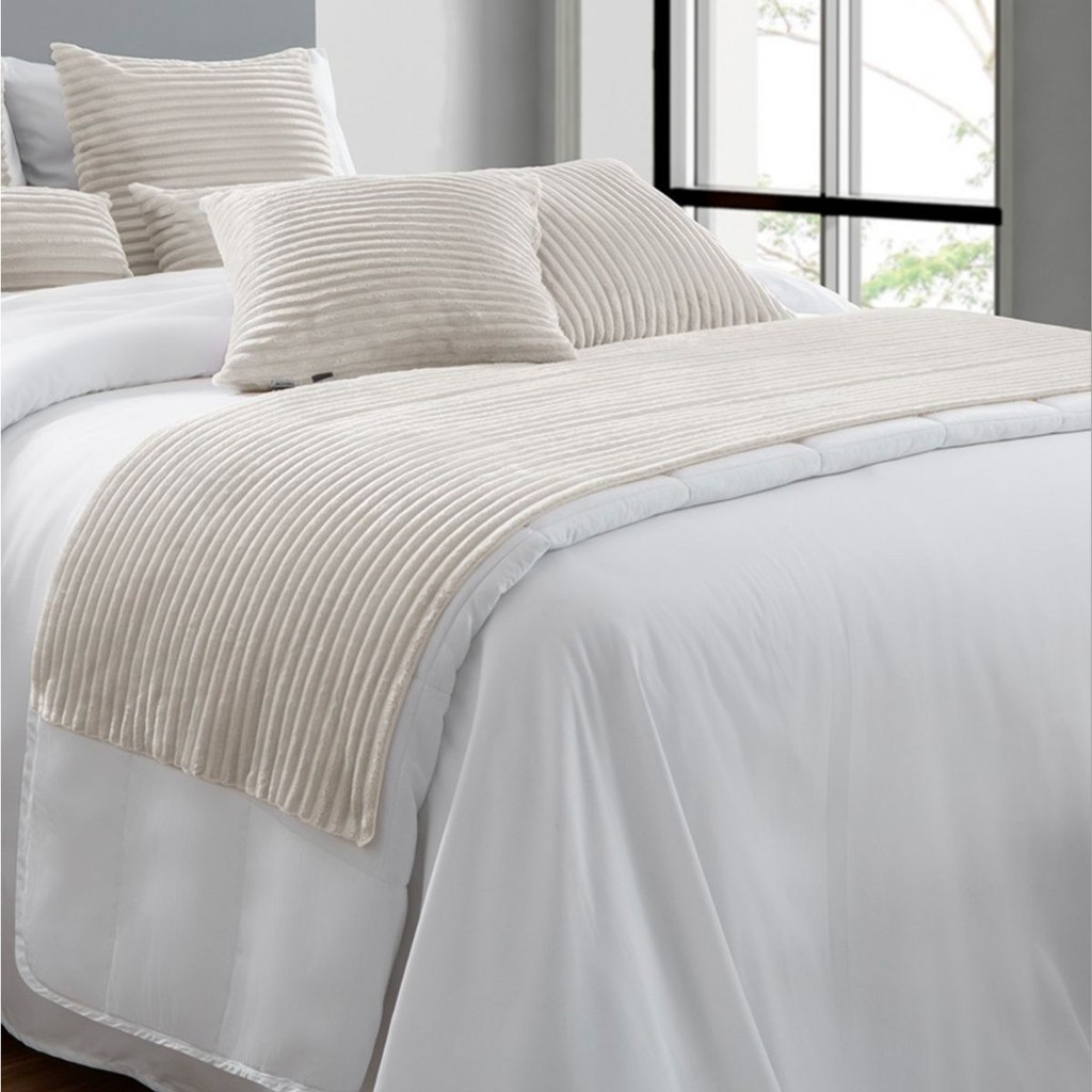 Kit Peseira Cama King Flanel + Capas Almofadas Decoração 3 Peças