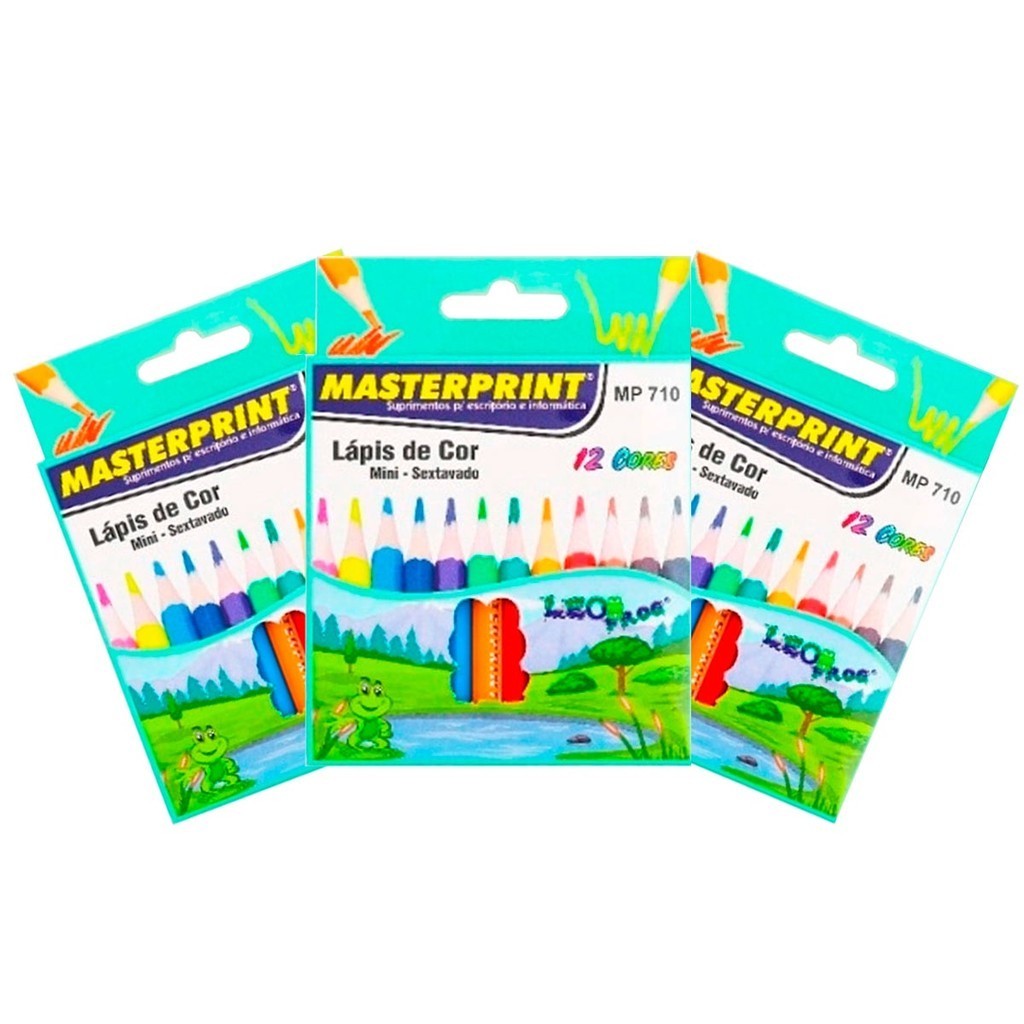 Kit 12 Caixas de Lápis de Cor Mini Caixa com 12 Cores em cada Caixa Masterprint em Oferta na Shopee