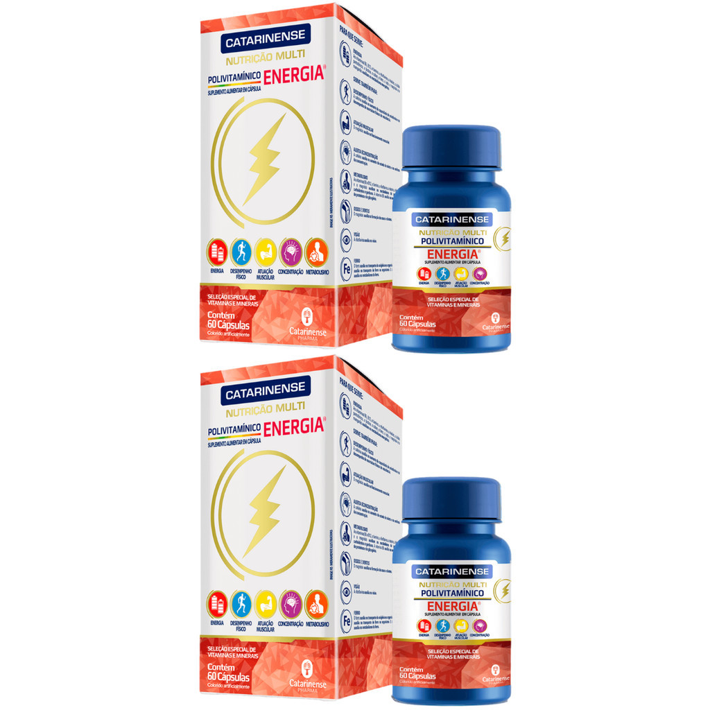 Kit 2 Suplemento Vitamina Multi Energia 60 Cps - Catarinense