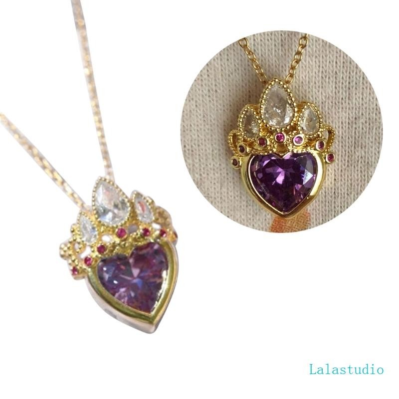 Lalastudio Heart Pendant Necklace Jóias Coração Coroa Gargantilha Liga Para Meninas