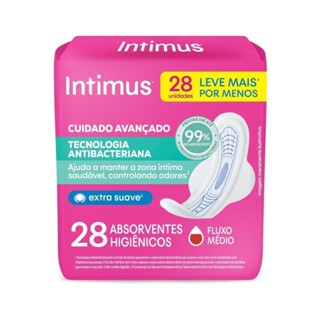 Absorvente Intimus Ultrafino Antibacteriana com Abas Leve Mais Por Menos 28 Unidades em Oferta na Shopee