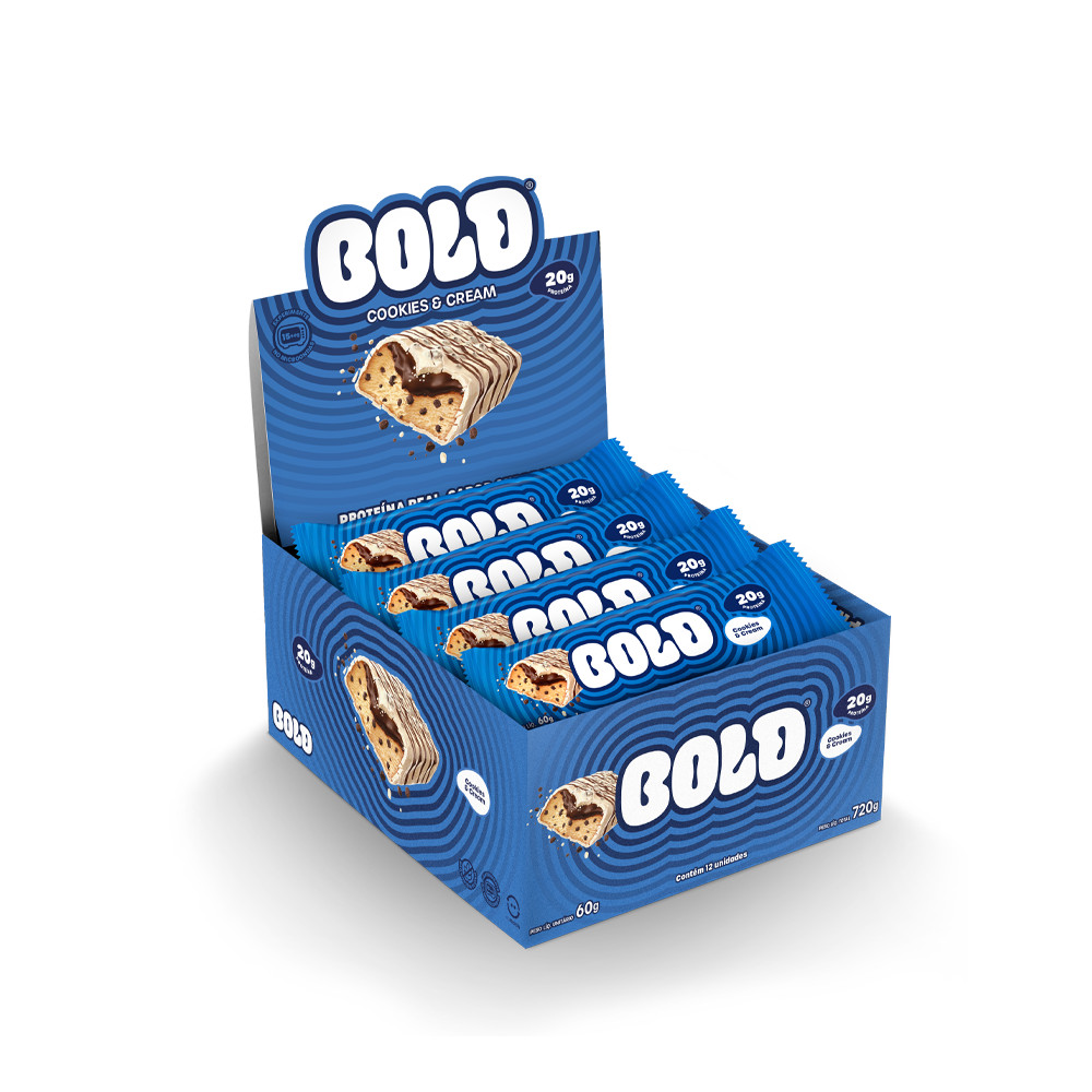 Barra de Proteína BOLD Snacks Cookies & Cream (20g de Proteína) - Caixa com 12 unidades - Food & Beverages