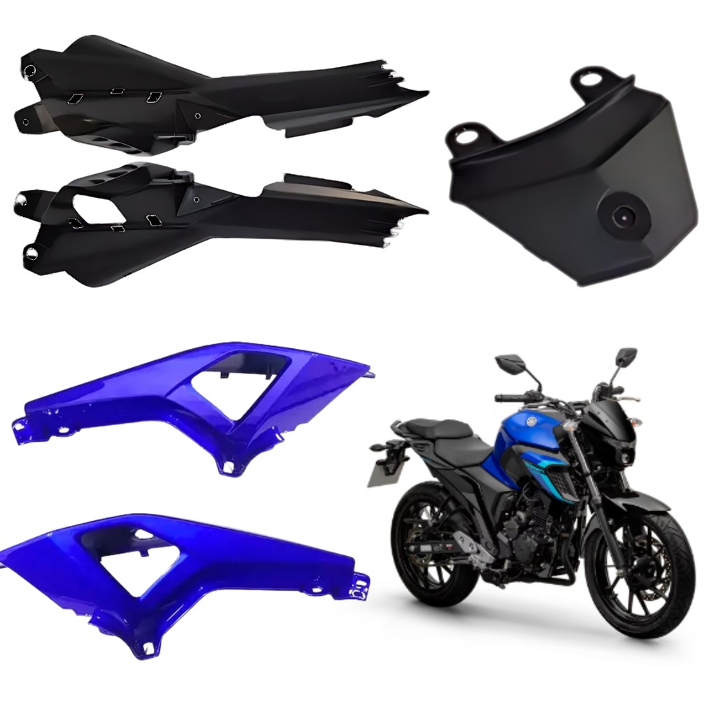 KIT CARENAGEM TRASEIRA COMPLETA FZ25 AZUL 2018 2019 2020 2021 2022 2023 2024 PARAMOTOS YAMAHA