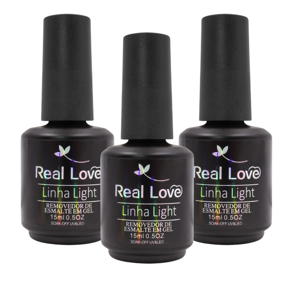kit C/3 Removedor De Esmalte Em Gel 15ml - Real Love