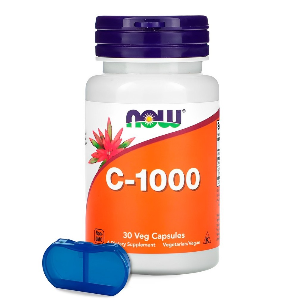 Vitamina C-1000 Now Foods 30 Veg Cápsulas Importado + Porta Cápsulas - Health