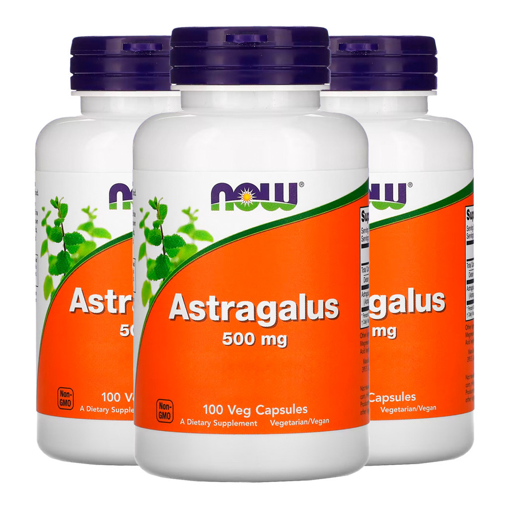 Kit 3x Astragalus 500mg Now Foods 100 Veg Cápsulas /Made in Usa - Health