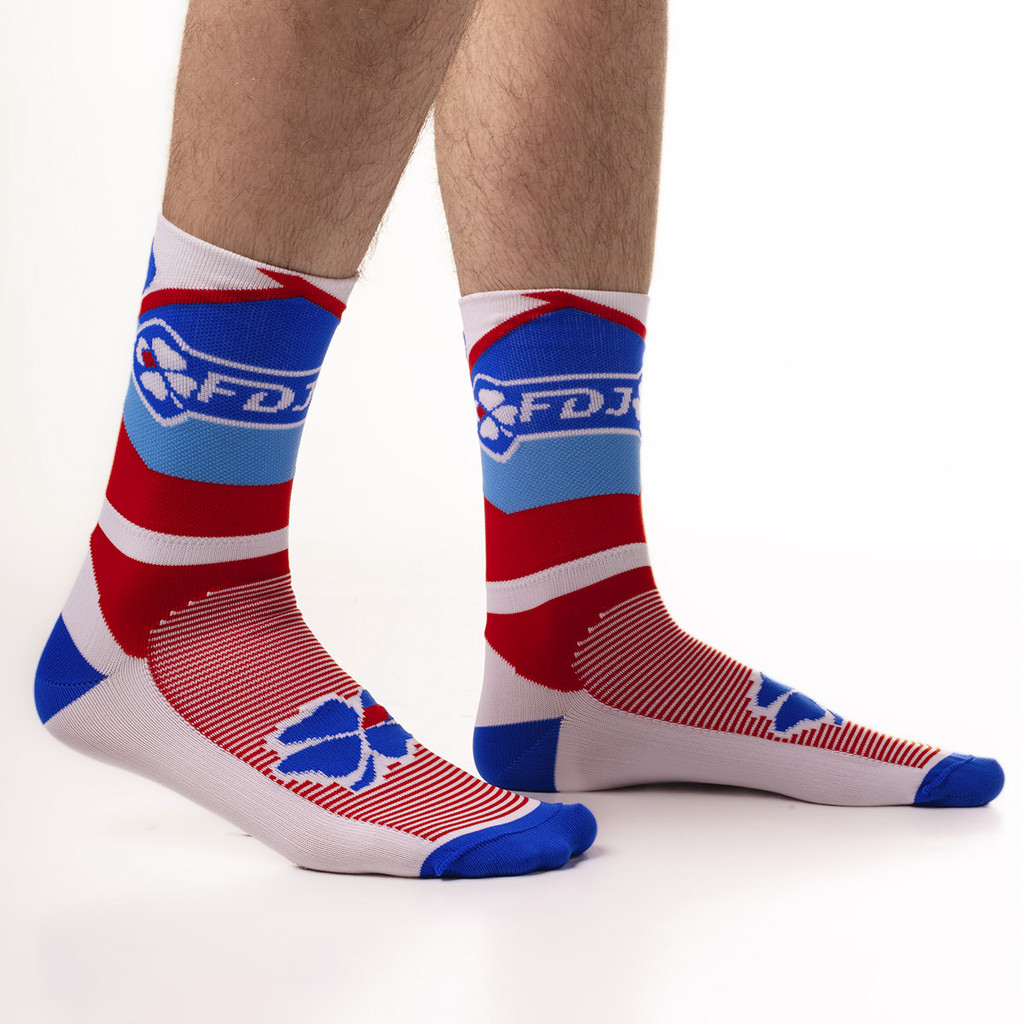 MEIA DE CICLISMO MASCULINA MOUNTAIN BIKE CORRIDA CROSSFIT CANO MÉDIO FDJ