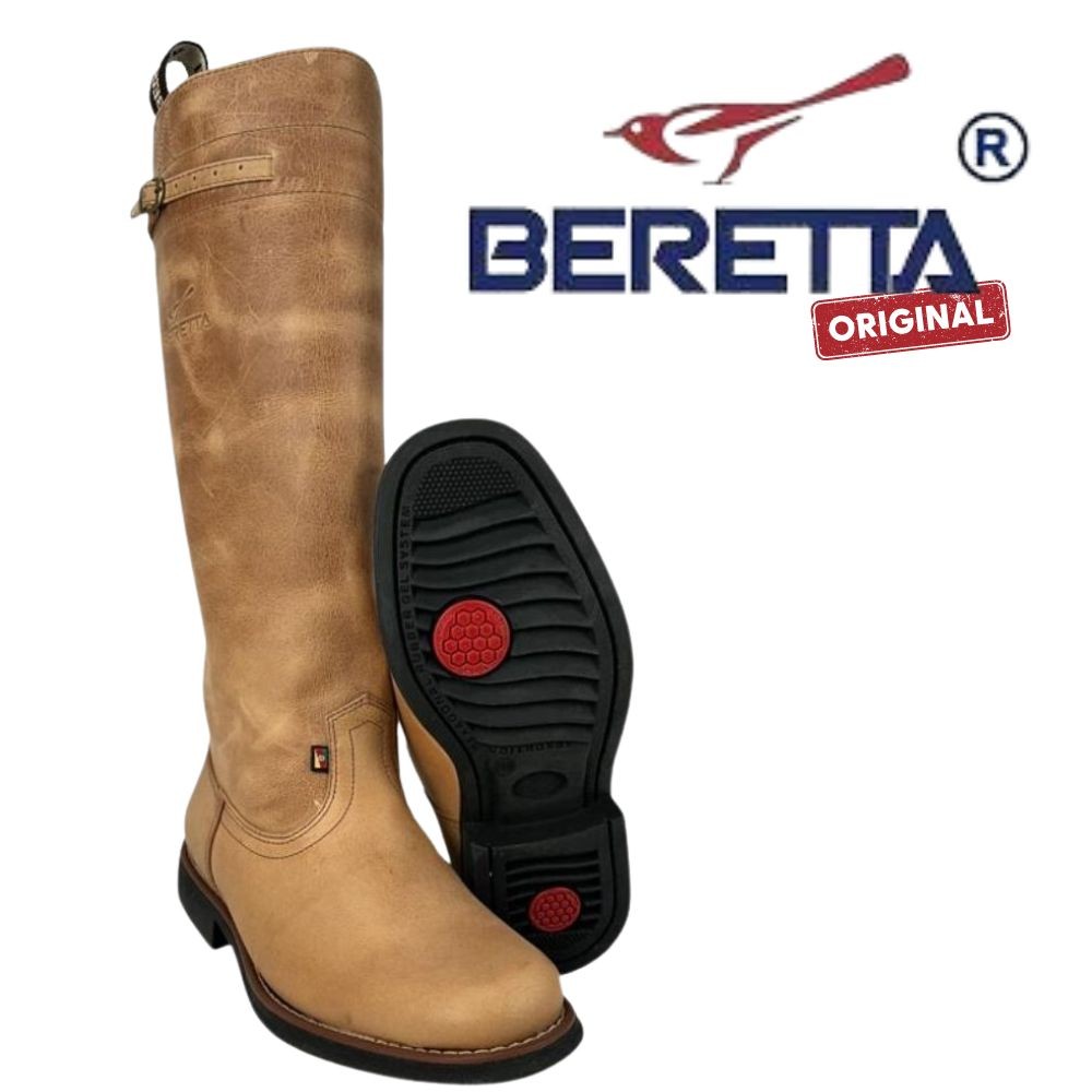 Bota Cano Longo Tradicional Gaúcha Unissex Beretta Couro Legítimo Marrom