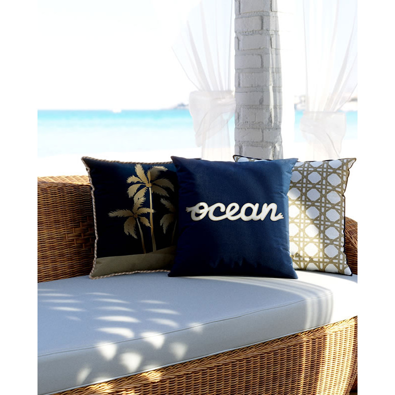 Kit 3 Capas de Almofadas Decorativa para sofá (Repelente à Água) 45x45 C/Ziper Invisível Cor: Azul – Marca Belchior