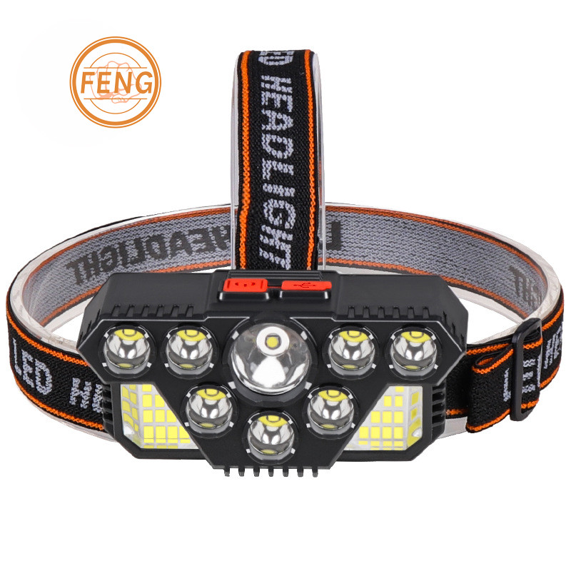 Potente Farol 10LED lanterna de cabeça luz de pesca Carregamento USB em Oferta na Shopee