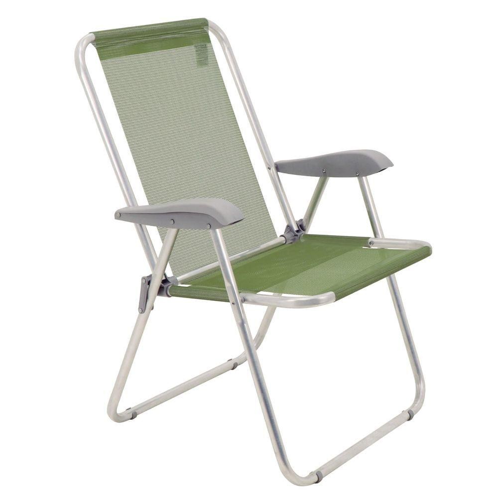Cadeira De Praia Tramontina Creta Master Em Alumínio Com Assento Verde Oliva em Oferta na Shopee