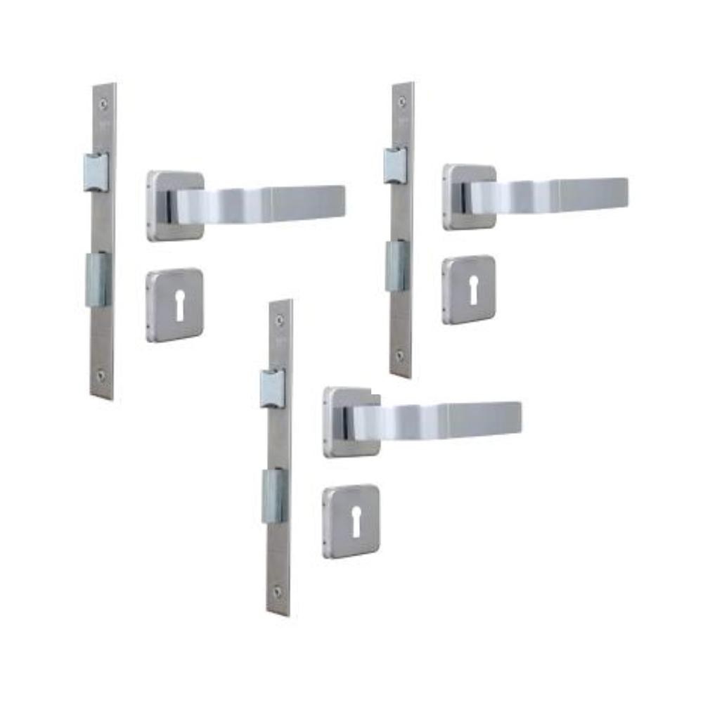 Kit 3 Fechaduras Roseta Módena Cromado Interna MGM em Oferta na Shopee