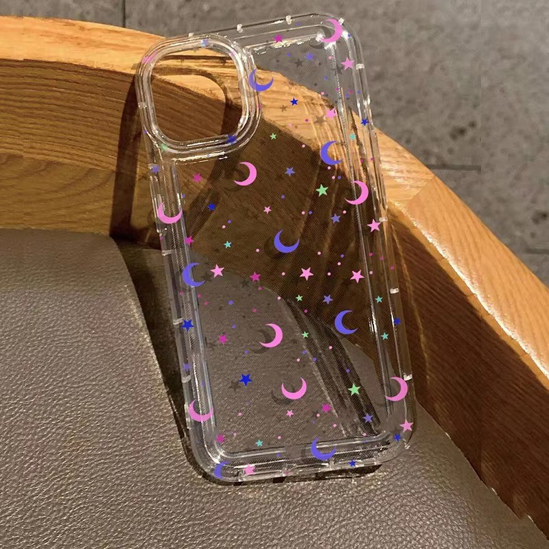 Capa De Telefone Transparente Com Estampa De Estrelas Da Lua Para Samsung A35 A15 A55 A54 A53 A52 A32 A13 A34 A51 4G 5G S23 S24 Ultra S23 FE S22 S21 Macia De Silicone À Prova De Choque