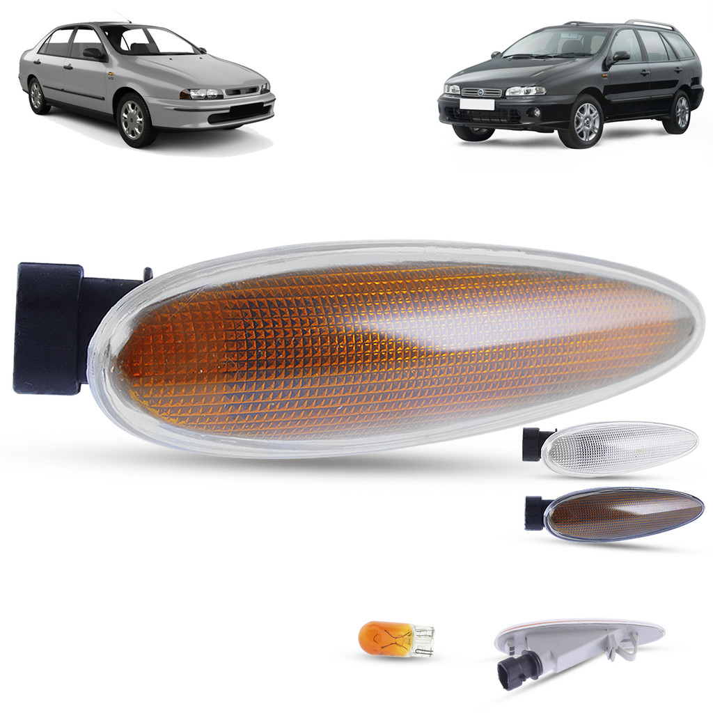 Lanterna Pisca Seta Lateral + Soquete e Lâmpada Fiat Marea Sedan Weekend Brava 1998 a 2006