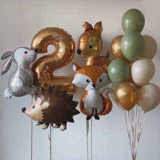 18 Pçs Tema Animal Da Selva Cervos Raposa Folha Balão Ouro 32 Polegada Número Chá De Bebê Crianças 1st Festa De Aniversário Decoração em Oferta na Shopee