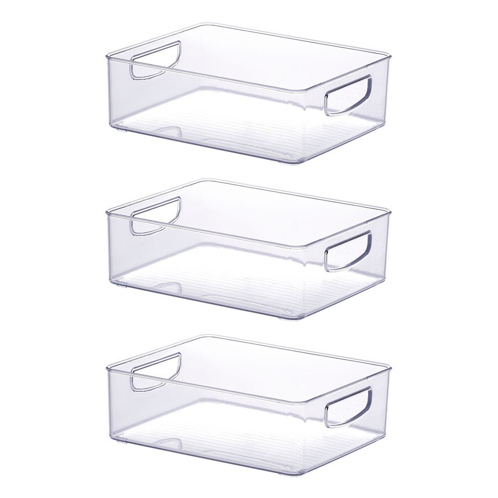 Organizador Geladeira Cozinha Acrílico 25x20x8 Cm Kit 3 Un Cor Transparente