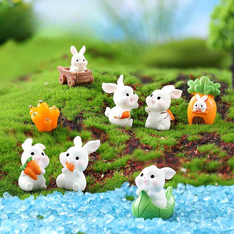 Micro Paisagem Ornamentos Animais Bonitos Dos Desenhos Animados Coelho Brinquedos Acessórios De Resina Para Casa em Oferta na Shopee
