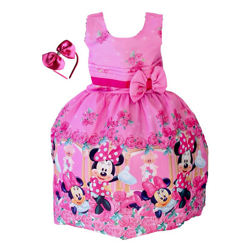 Vestido Festa Infantil Menina Temático Tiara Casual Luxo