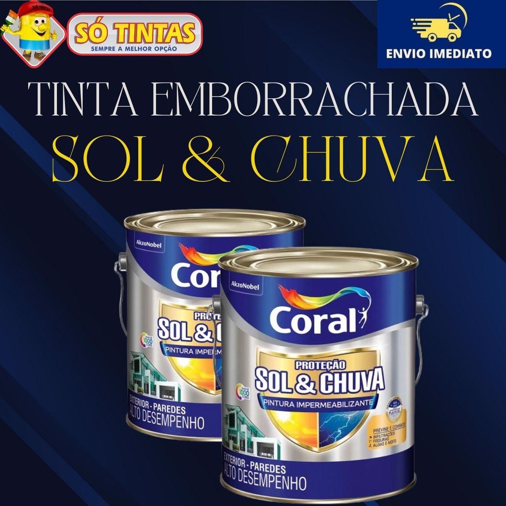 Detalhes do Tinta Borracha liquida CORAL Sol & Chuva Pintura Impermeabilizante Branco 3,6L Coral