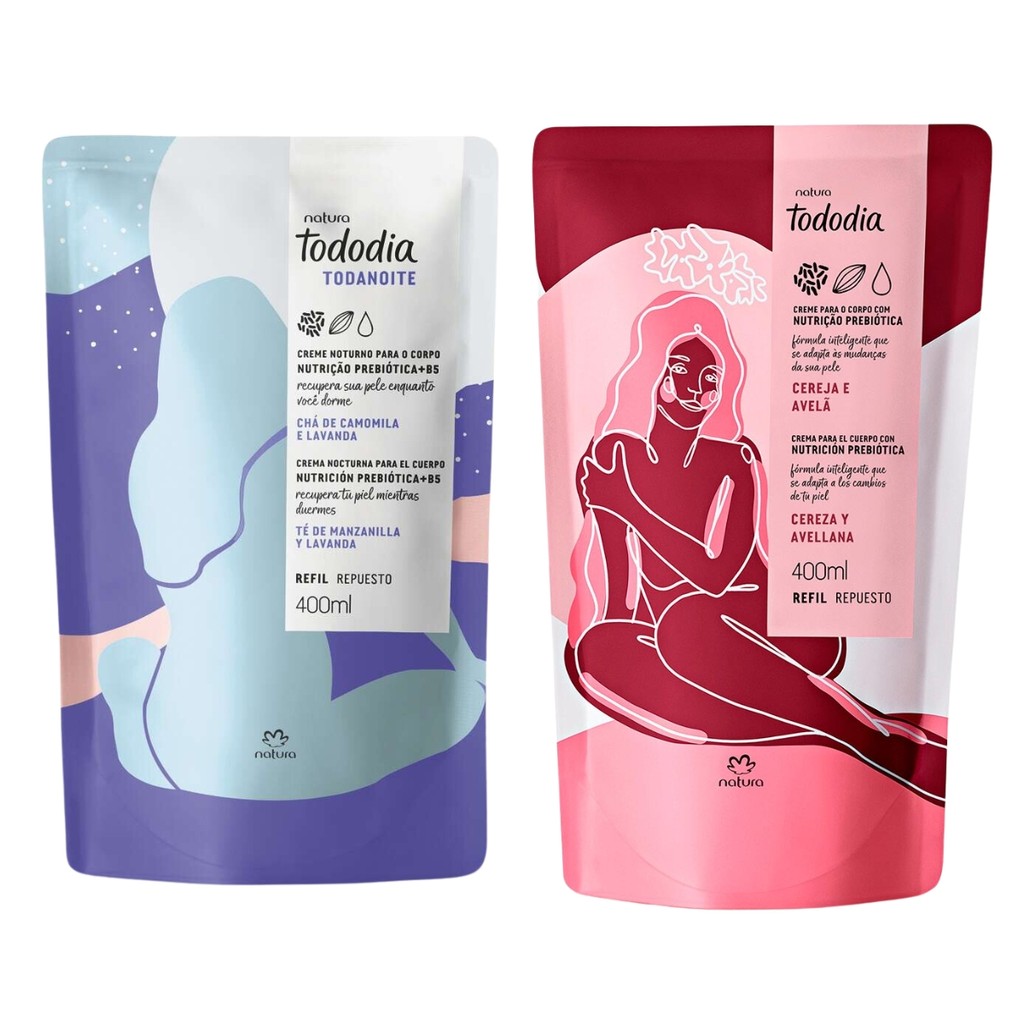 Kit Refil Hidratante Tododia/Todanoite + Cereja e Avelã 400ml - Natura