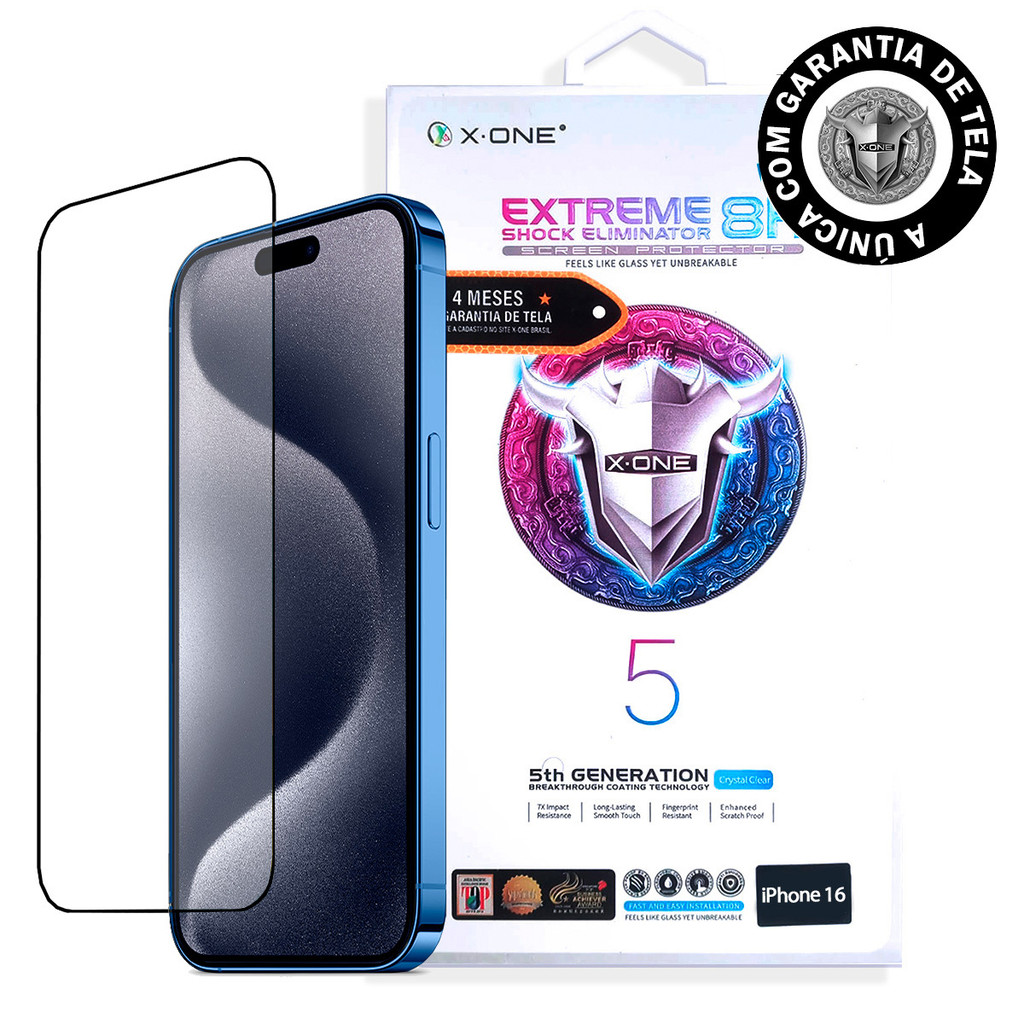 Película X-One Garantia Extreme Eliminator 5º para iPhone 16 Unica com Garantia de Tela Nota Fiscal