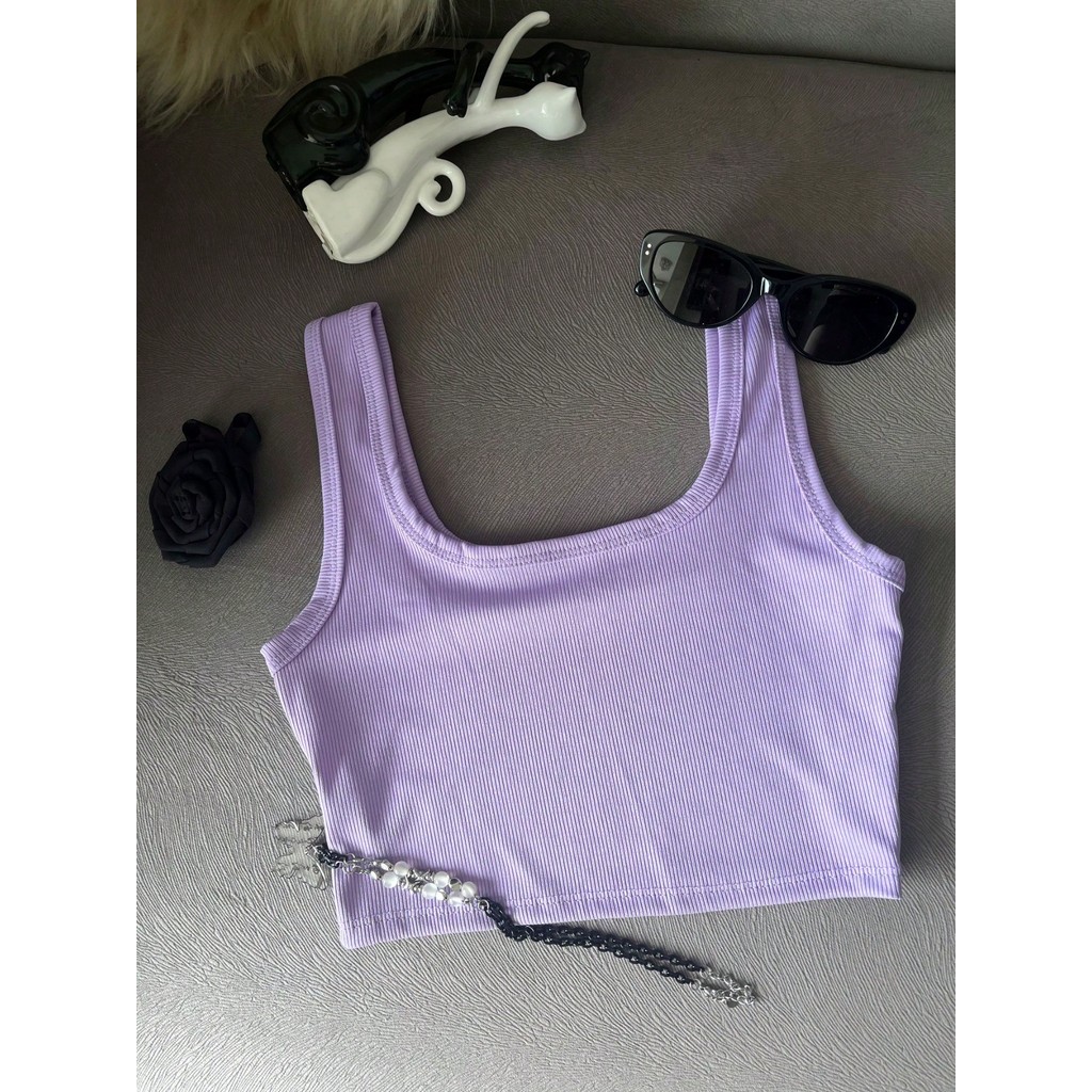 Blusa Feminina TOP cropped Simples básico Regata Regata Sólido malha canelada