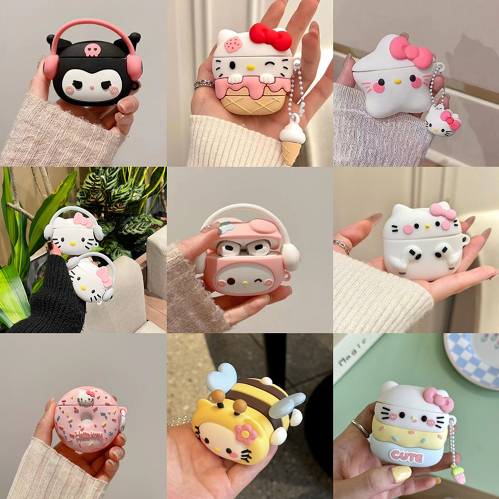 Compatível Com Airpods 4 Capa De Silicone Para Fone De Ouvido Pro2 Protetora De Desenho Animado Air Pod 1 2 3a Airpods4 