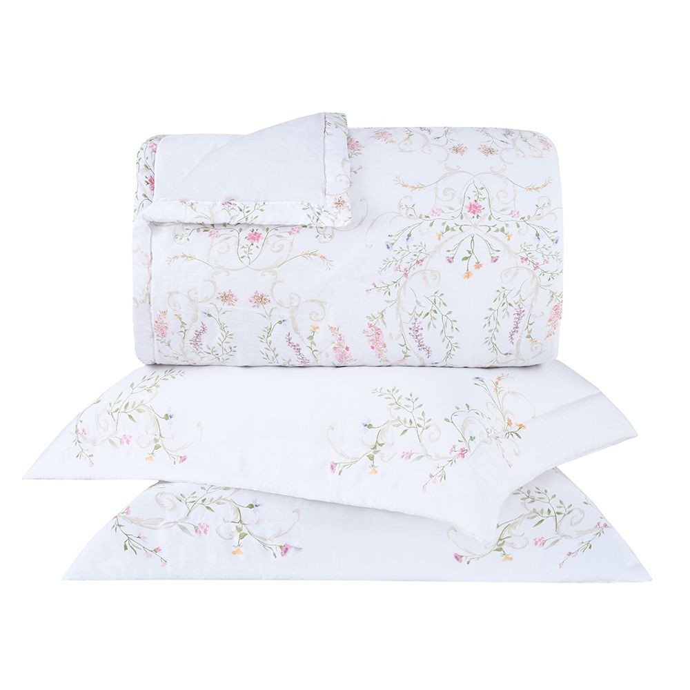 Kit Colcha Queen Cetim 270 Fios Buddemeyer Vision Giovanella 100% Algodão Penteado Estampado 3 peças em Oferta na Shopee