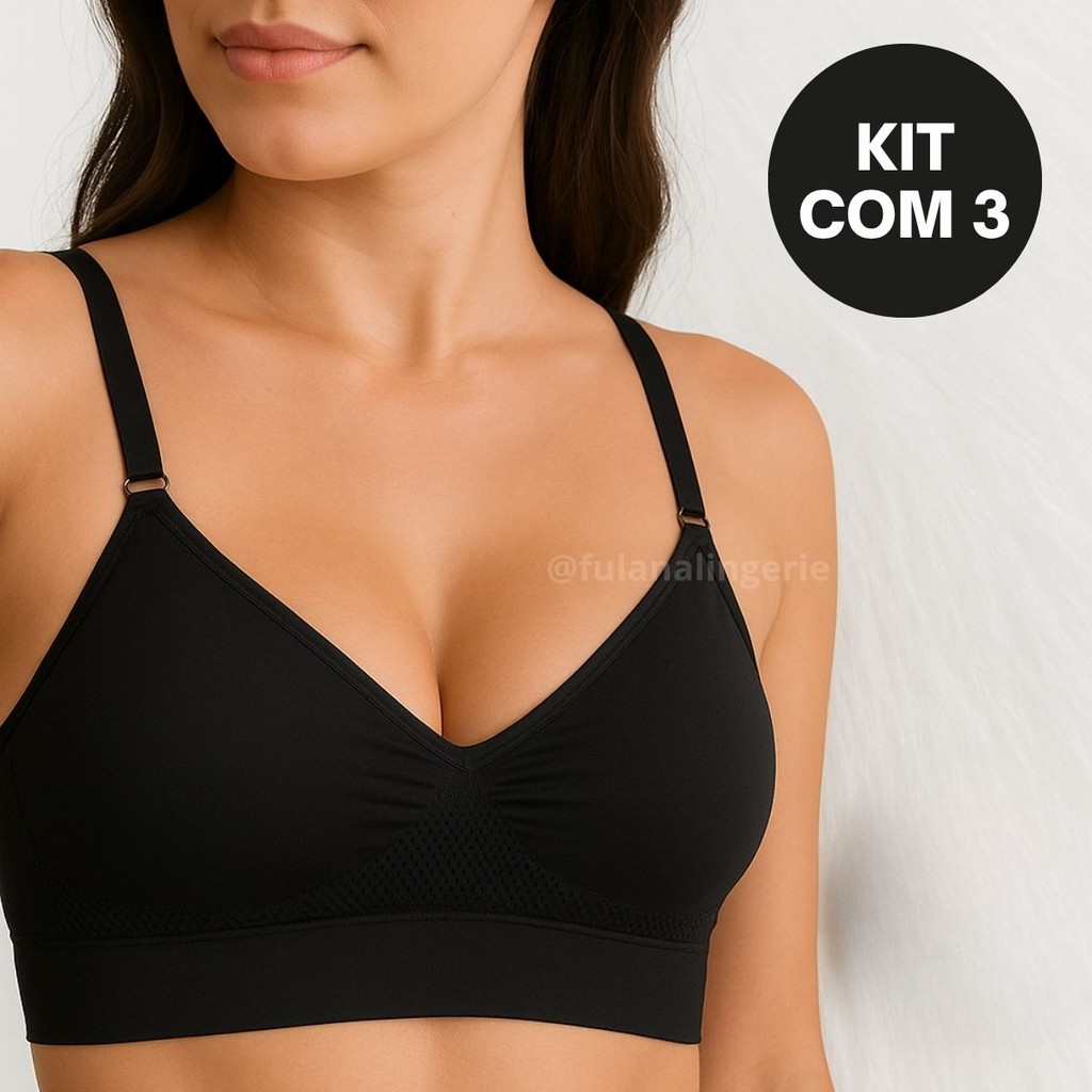 3 Sutiã Reforçado Alcinha Bojo Removível Soutien Sustentação - Sutia Import em Oferta na Shopee