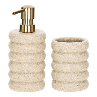 Kit Lavabo Banheiro Dispenser Porta Sabonete Líquido E Copo Porta Escovas Decorativo Em Poliresina em Oferta na Shopee