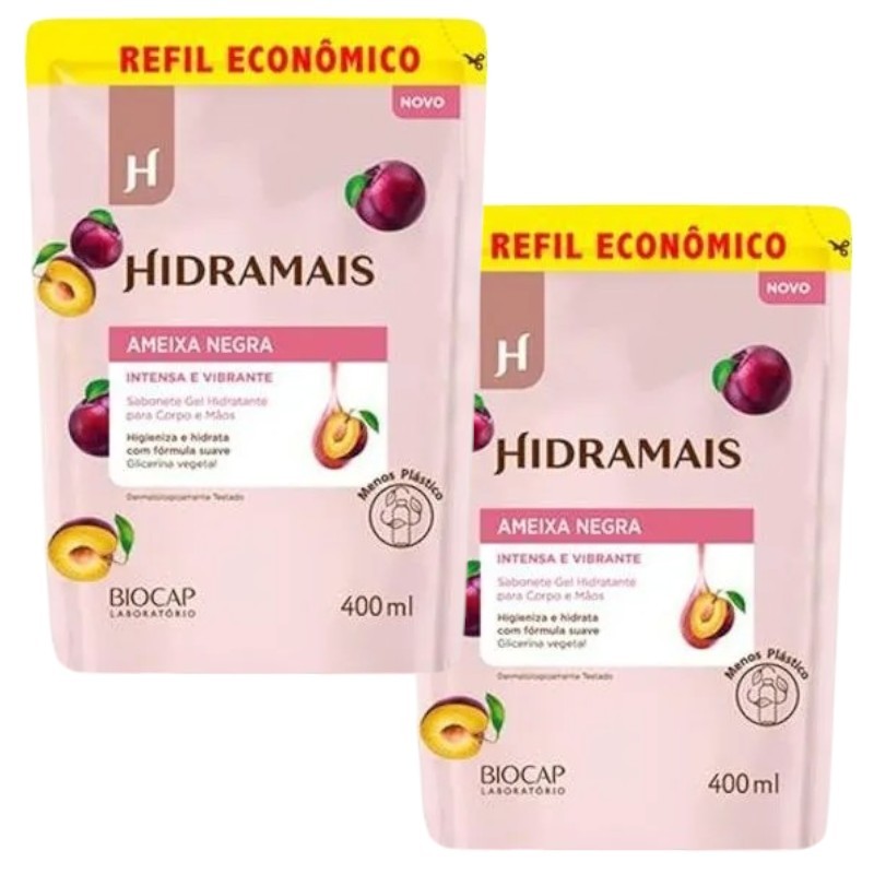 Kit 2 Refil Sabonete Gel Ameixa Negra 400ml Hidramais