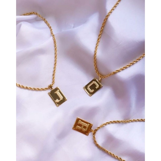 Colar Com Letra Inicial Nome Pingente Folheado Ouro 18k a-z Dourado Feminino Corrente Cordão Baiano