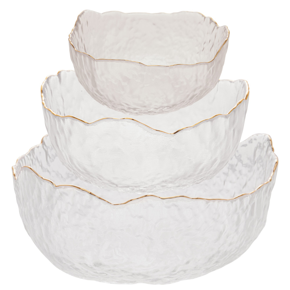 Kit Bowls Martelados Taj (3 Peças) com Fio de Ouro em Oferta na Shopee